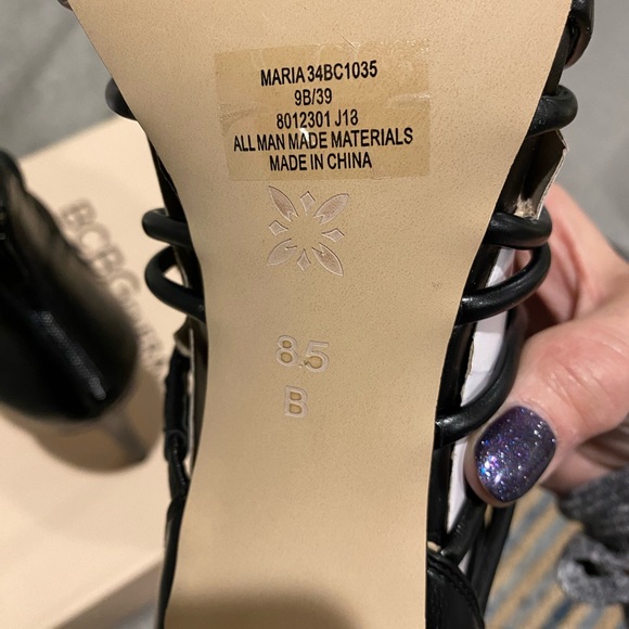 BNWB BCBG Maria Strappy Heels Size 8 1/2 B Black - Picture 6 of 9